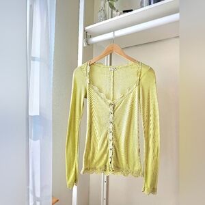 Free People Keylime + Lace Top